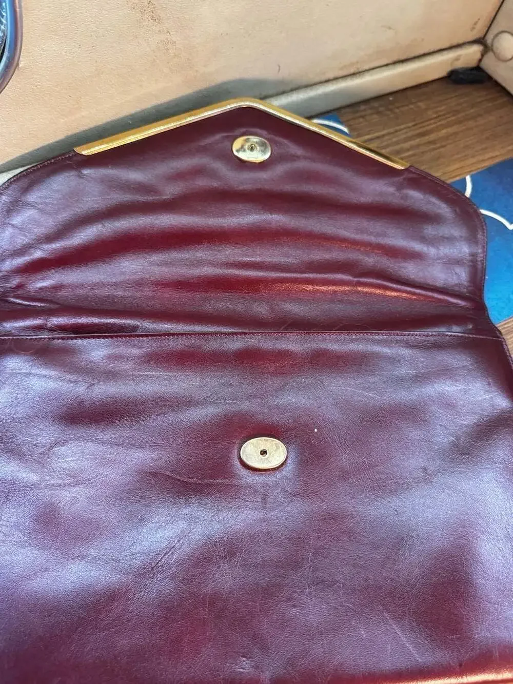 Vintage 70s Etienne Aigner Clutch, Oxblood Leather Envelope RARE